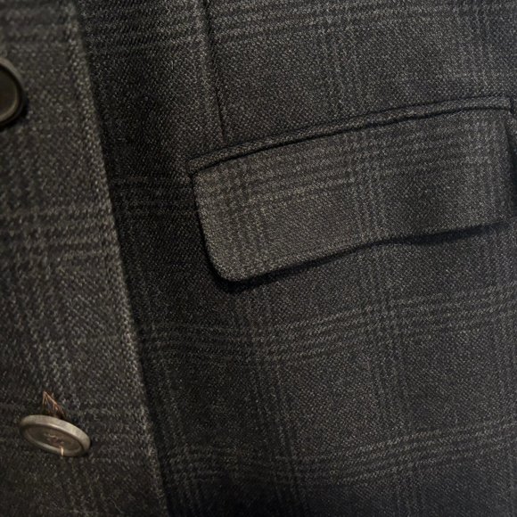 Brooks Brothers Grey Plaid Chesterfield Overcoat Topcoat, Wool, Velvet; M-L - Picture 14 of 16